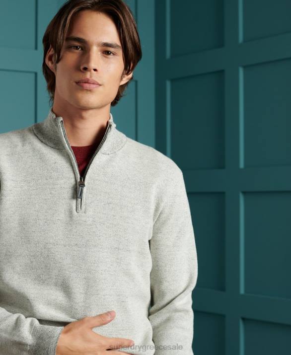 πορτοκαλί ετικέτα βαμβακερό henley jumper άνδρες είδη ένδυσης ανοιχτό γκρι Superdry L02L1358