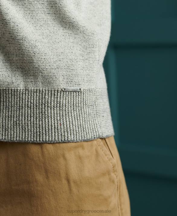 πορτοκαλί ετικέτα βαμβακερό henley jumper άνδρες είδη ένδυσης ανοιχτό γκρι Superdry L02L1358