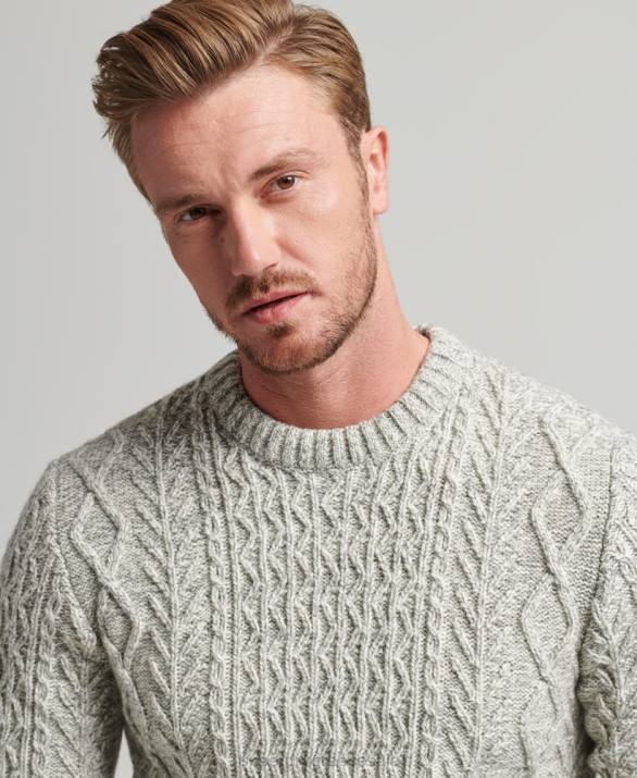 jacob cable crew jumper άνδρες είδη ένδυσης γκρί Superdry L02L5250