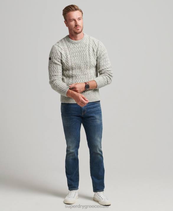 jacob cable crew jumper άνδρες είδη ένδυσης γκρί Superdry L02L5250