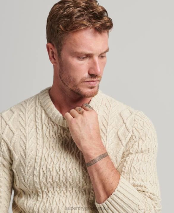 jacob cable crew jumper άνδρες είδη ένδυσης κρέμα Superdry L02L5255