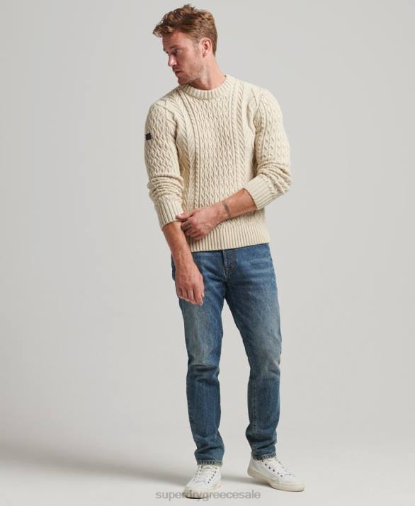 jacob cable crew jumper άνδρες είδη ένδυσης κρέμα Superdry L02L5255