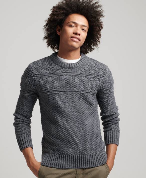 jacob cable crew jumper άνδρες είδη ένδυσης γκρί Superdry L02L5265