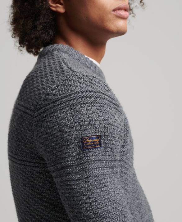 jacob cable crew jumper άνδρες είδη ένδυσης γκρί Superdry L02L5265