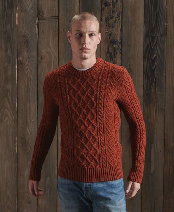 jacob cable crew jumper άνδρες είδη ένδυσης πορτοκάλι Superdry L02L5348