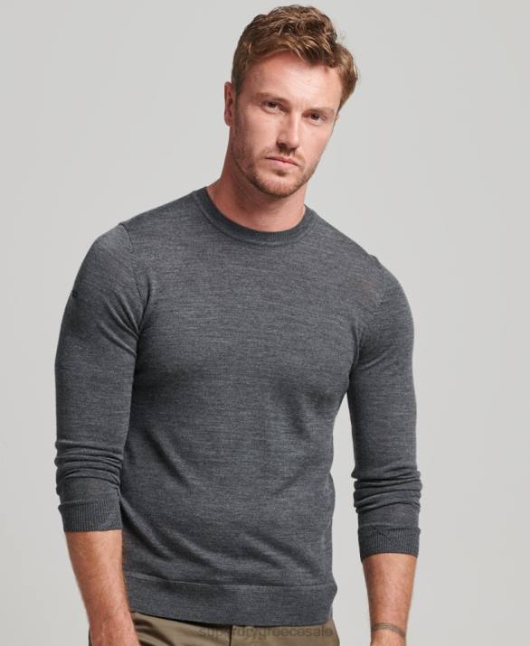 jumper λαιμού merino crew άνδρες είδη ένδυσης σκούρο γκρι Superdry L02L1257