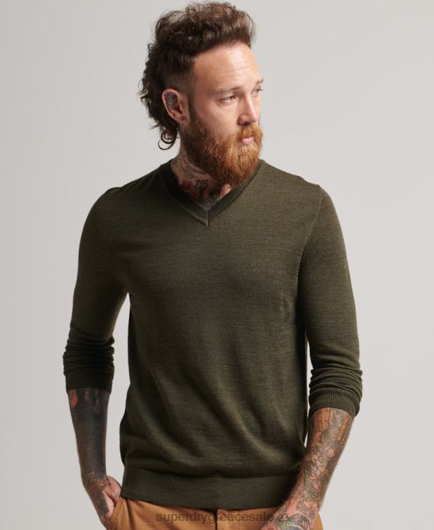 jumper merino v-neck άνδρες Superdry είδη ένδυσης 00T2R5285 χακί