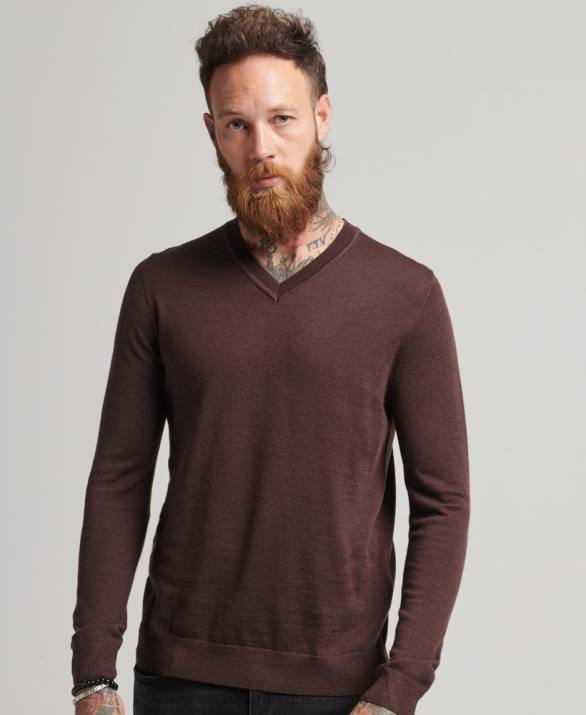 jumper merino v-neck άνδρες είδη ένδυσης μωβ Superdry L02L1269