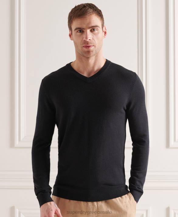 jumper merino v-neck άνδρες είδη ένδυσης μαύρος Superdry L02L1330