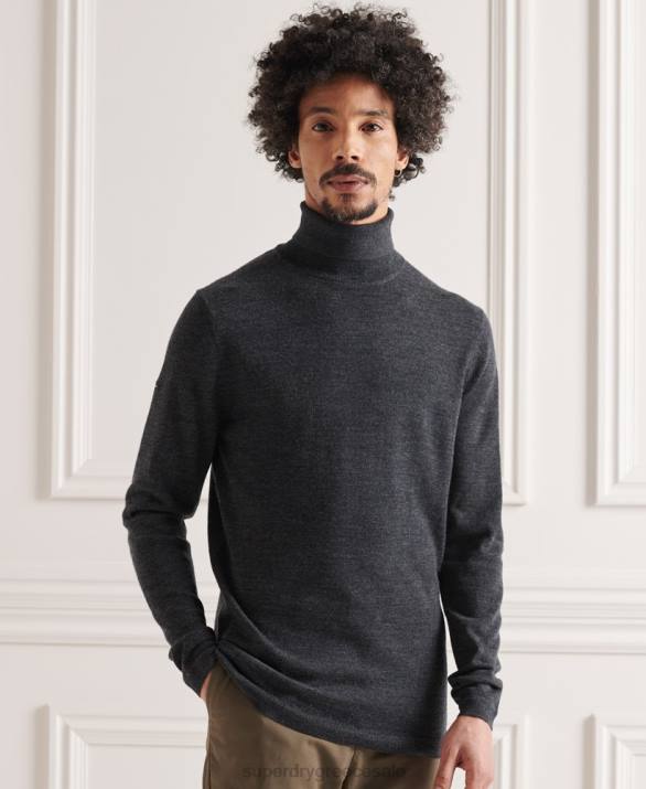 jumper rollneck merino άνδρες είδη ένδυσης σκούρο γκρι Superdry L02L1336