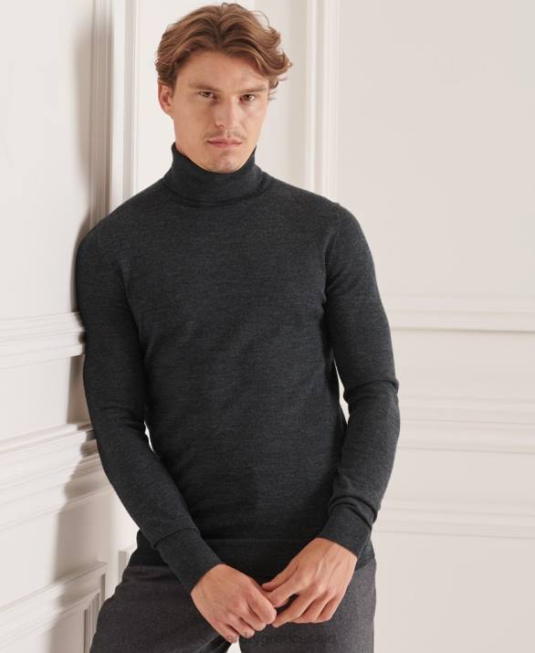 στούντιο merino roll neck jumper άνδρες είδη ένδυσης σκούρο γκρι Superdry L02L1326