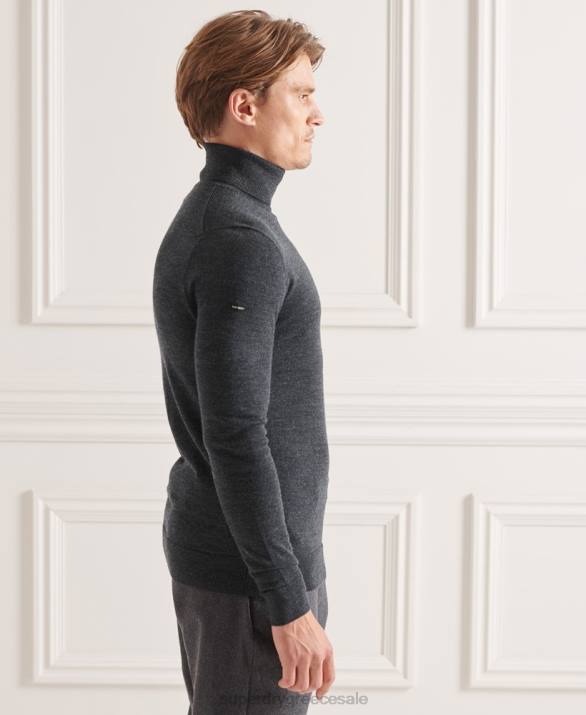 στούντιο merino roll neck jumper άνδρες είδη ένδυσης σκούρο γκρι Superdry L02L1326