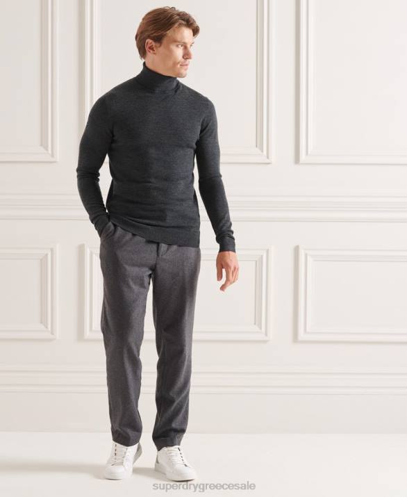 στούντιο merino roll neck jumper άνδρες είδη ένδυσης σκούρο γκρι Superdry L02L1326