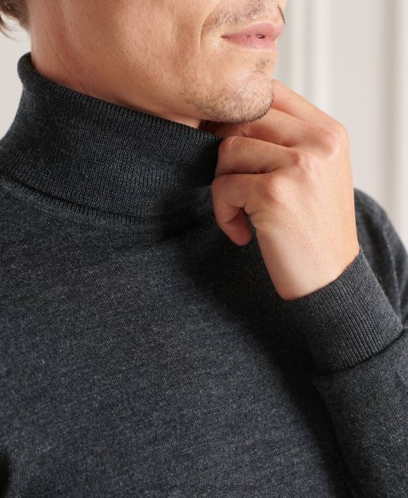 στούντιο merino roll neck jumper άνδρες είδη ένδυσης σκούρο γκρι Superdry L02L1326