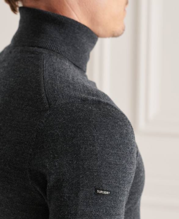 στούντιο merino roll neck jumper άνδρες είδη ένδυσης σκούρο γκρι Superdry L02L1326