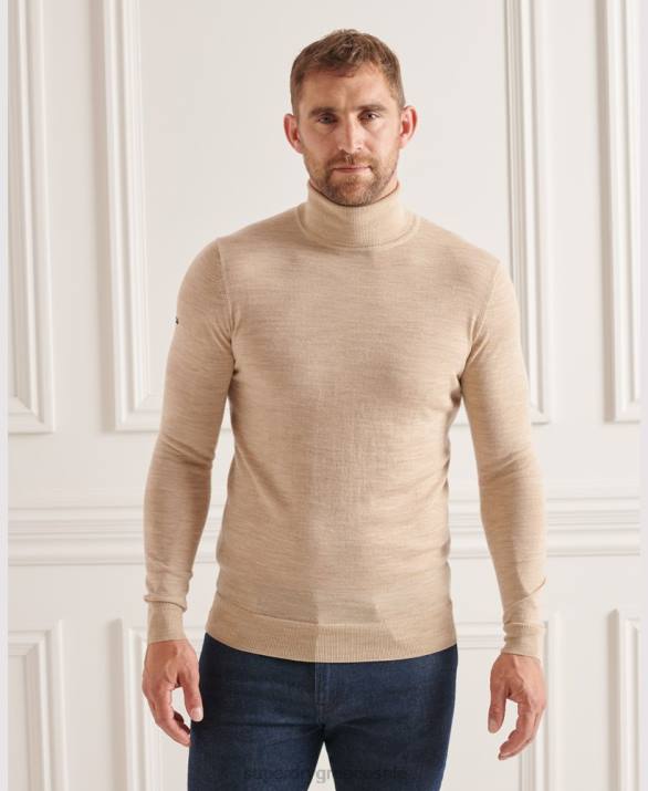 στούντιο merino roll neck jumper άνδρες είδη ένδυσης μπεζ Superdry L02L5310