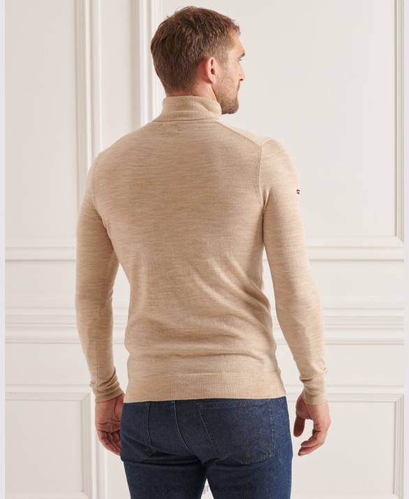 στούντιο merino roll neck jumper άνδρες είδη ένδυσης μπεζ Superdry L02L5310