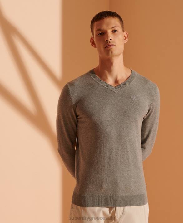 πορτοκαλί ετικέττα v-neck jumper άνδρες είδη ένδυσης γκρί Superdry L02L1364